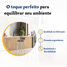 Banqueta Bistro para Cozinha Junco Cappuccino Àrea Gourmet Balcão Bancada bares Churrasqueira - 3