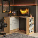 Ver imagem 1 de Cômoda com Mesa Giratória Gamer Freijó Off White Qmovi