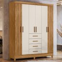 Ver imagem 2 de Guarda Roupa Casal 6p 165 Cm Aruba Freijo Off White Friso Moval