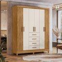 Ver imagem 7 de Guarda Roupa Casal 6p 165 Cm Aruba Freijo Off White Friso Moval