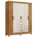 Ver imagem 1 de Guarda Roupa Casal 6p 165 Cm Aruba Freijo Off White Friso Moval