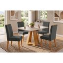 Ver imagem 1 de Mesa Sala Jantar Celeste + 4 Cadeiras Lia Cedro DJ Móveis