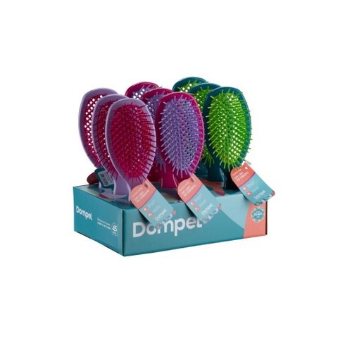 Display Escova Favo Oval 4031 Dompel c/ 9 Escovas - Violeta, Rosa Escuro e Verde Escuro