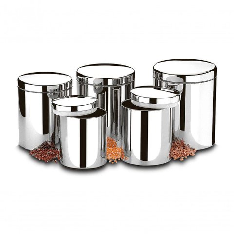 Conjunto de Potes Porta Mantimentos com Tampa Brinox Suprema 5 Peças Inox