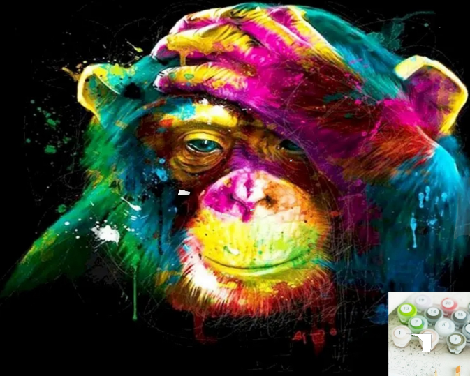 Kit Pintura Terapêutica Numerada Macaco