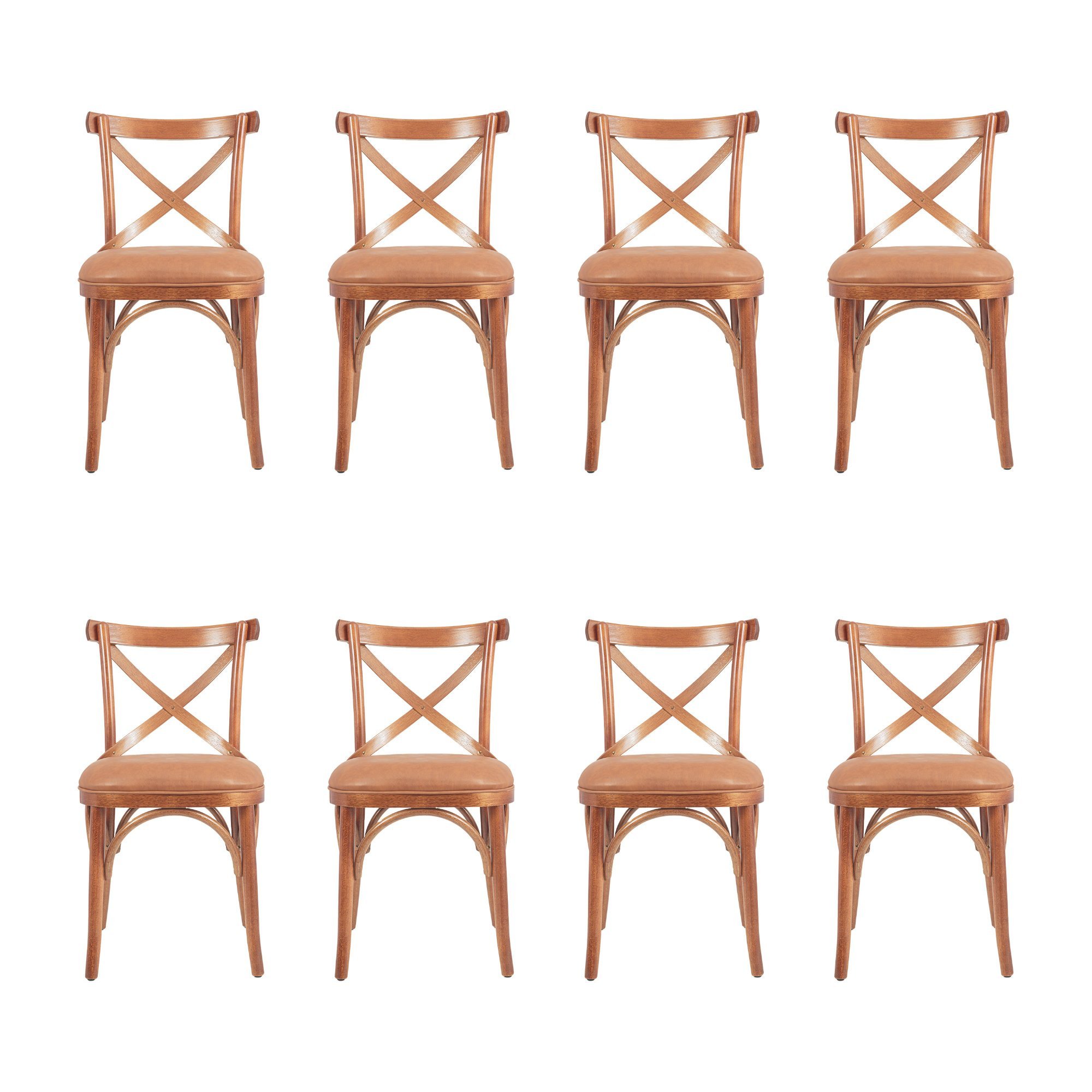 Conjunto 8 Cadeiras Katrina Cor Imbuia Encosto X Assento Couro - 1