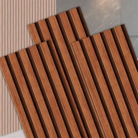 10 Placas Autocolante Revestimento de Parede Ripado Premium