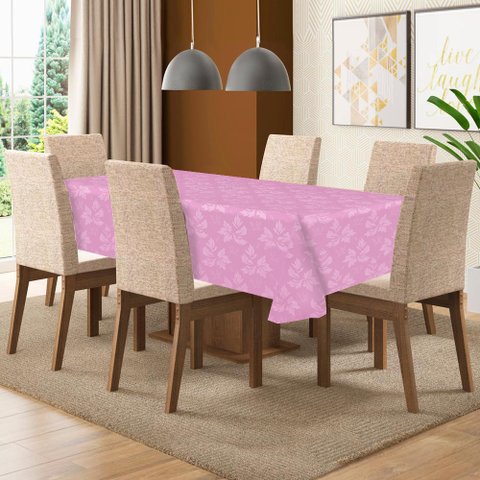 Toalha De Mesa De 4 Lugares Tecido Jacquard Quadrada: Rosa