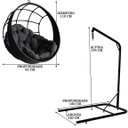 Ver imagem 3 de Suporte + Balanço Suspenso Ninho, Fibra sintética cor Preta + Almofada Cinza, Mola e Mosquetão