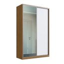Ver imagem 2 de Guarda-Roupa 2 Portas de Correr 1 Espelho 3 Gavetas MDF Elara 147cm Marrom Branco/Freijó Natura