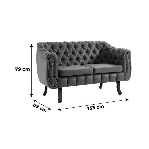 Sofá Chazz 2 Lugares (L: 1,35M) com Capitonê Corino Caramelo / Tauari - 9