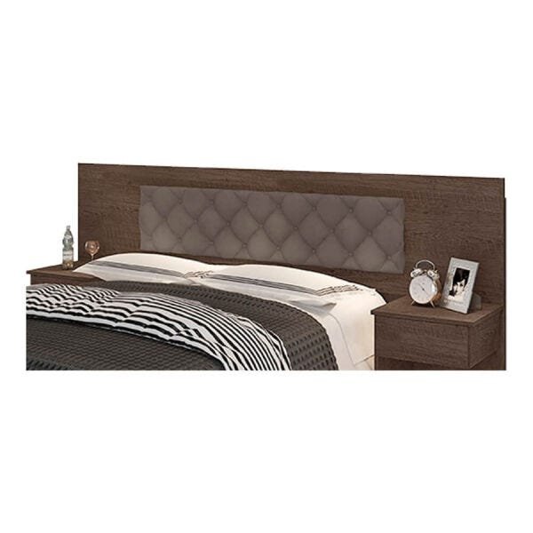 Cabeceira de Casal Maruana Extensiva com Capitonê Chocolate Diversas Cores Suede Pena Caramelo - 1