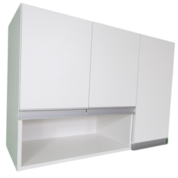 Armário Aéreo 90cm Mdf Lavanderia 3 Portas 1 Nicho Montado Cor:branco - 1
