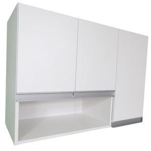 Armário Aéreo 90cm Mdf Lavanderia 3 Portas 1 Nicho Montado Cor:branco