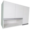 Ver imagem 1 de Armário Aéreo 90cm Mdf Lavanderia 3 Portas 1 Nicho Montado Cor:branco