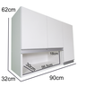 Armário Aéreo 90cm Mdf Lavanderia 3 Portas 1 Nicho Montado Cor:branco - 2