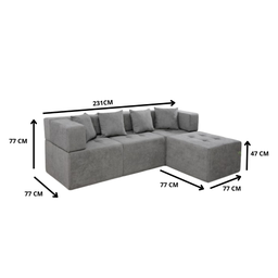 Sofá Modular 3 Lugares com Chaise Taiti Vivaro Decor Boucle Cinza - 2