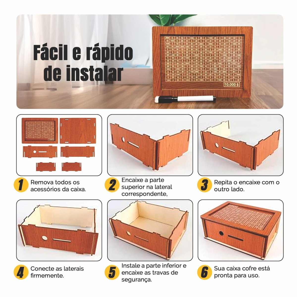 Cofrinho Cofre Guardar Dinheiro Woodbox Japones Poupança Bra - 4