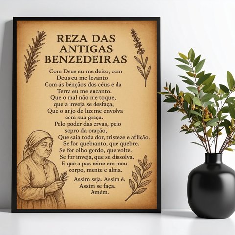 Quadro Reza Das Antigas Benzedeiras 33x24cm:moldura Preta