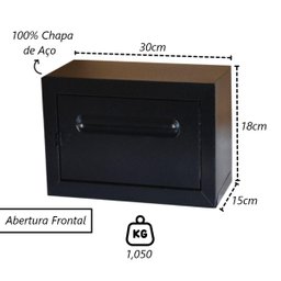Caixa de Correio Cartas Condomínio Frontal Preta 15x30x18cm - 2