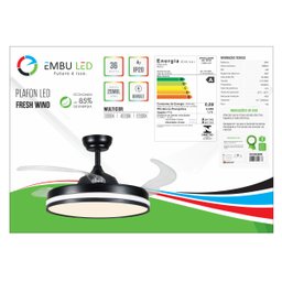Ventilador Retratil Teto Controle Remoto Led 4 Pás Fresh Wind Branco ou Preto:preto - 4