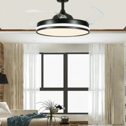 Ventilador Retratil Teto Controle Remoto Led 4 Pás Fresh Wind Branco ou Preto:preto - 3