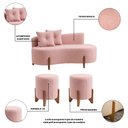 Ver imagem 3 de Conjunto Sofá Curvo Orgânico + 02 Puff Luna Boucle Rosa - Montanaris Decor