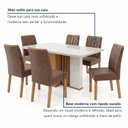 Ver imagem 6 de Conjunto Sala de Jantar 6 Lugares Retangular Tampo Vidro/MDF 160cm Mesa Astrid com Cadeiras Apogeu Marrom Amêndoa Clean/Off White/Avelã