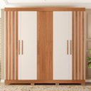 Ver imagem 1 de Guarda Roupa Alana Casal com 5 Portas de Bater 2 Gavetas Mdp Freijo/offwhite G11- Gran Belo