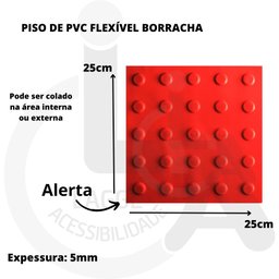 KIT 10 PÇS PISO TÁTIL PVC 25x25 ALERTA VERMELHO - 3
