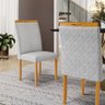 Kit com 6 Cadeiras Agnes Madeira Maciça Estofadas para Mesa de Jantar Linho Cinza 407 - 6
