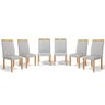 Kit com 6 Cadeiras Agnes Madeira Maciça Estofadas para Mesa de Jantar Linho Cinza 407 - 1