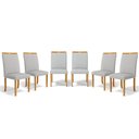 Ver imagem 1 de Kit com 6 Cadeiras Agnes Madeira Maciça Estofadas para Mesa de Jantar Linho Cinza 407