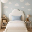 Ver imagem 2 de Cabeceira Infantil Nuvem Estofada Quarto Bebê Montessoriano:Branco