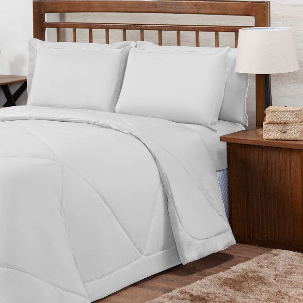 Ver imagem 3 de Kit Edredom Casal Queen 3 Peças Margarida Cama Box:branco