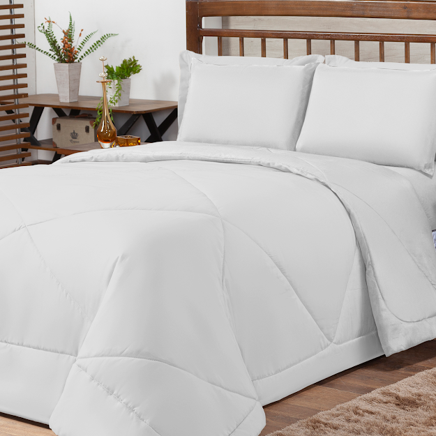 Ver imagem 2 de Kit Edredom Casal Queen 3 Peças Margarida Cama Box:branco