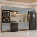Ver imagem 1 de Armário de Cozinha Completa 350 cm Rustic/Cinza Lux Madesa 01