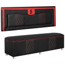 Ver imagem 3 de Kit Quarto Gamer Baú e Painel Fighter Usb 160cm Cama Queen:preto e Vermelho
