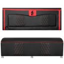 Ver imagem 1 de Kit Quarto Gamer Baú e Painel Fighter Usb 160cm Cama Queen:preto e Vermelho