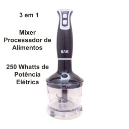 Mixer Elétrico 3 em 1 110v 250w White Black Bak Premium Processador Portatil Misturador Liquidos - 2
