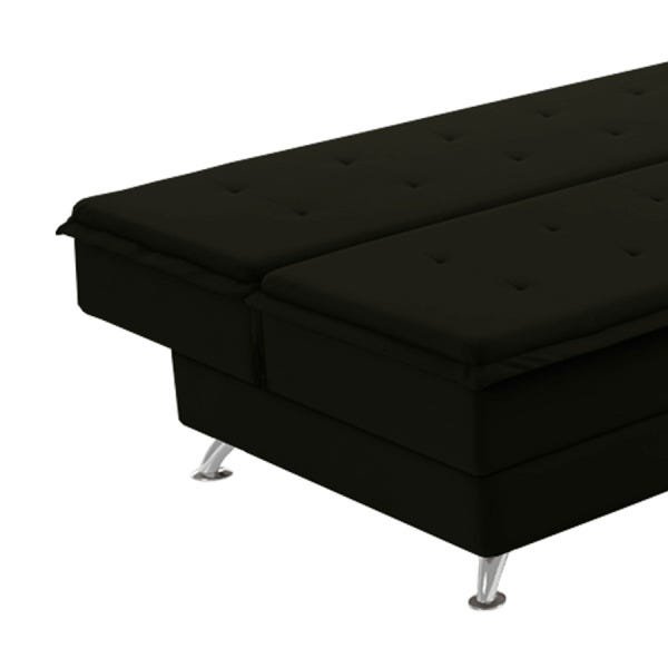 Sofá Cama Dom (L: 1,90M) Reclinável para Casal Suede Liso Preto - 6