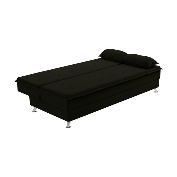 Sofá Cama Dom (L: 1,90M) Reclinável para Casal Suede Liso Preto - 2