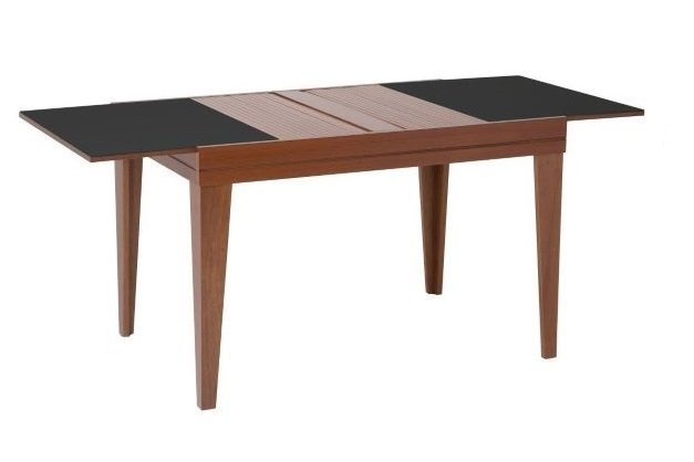 Mesa de Jantar Extensível 1.20 a 1.80 com Vidro Pés Madeira Gênova:imbuia/preto - 3