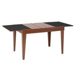 Mesa de Jantar Extensível 1.20 a 1.80 com Vidro Pés Madeira Gênova:imbuia/preto - 3