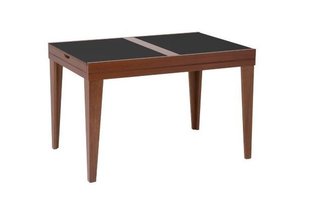 Mesa de Jantar Extensível 1.20 a 1.80 com Vidro Pés Madeira Gênova:imbuia/preto