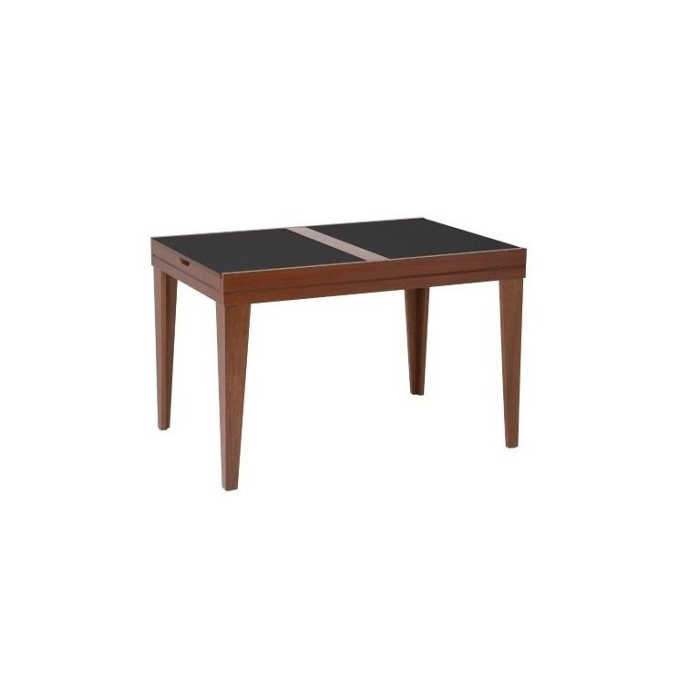 Mesa de Jantar Extensível 1.20 a 1.80 com Vidro Pés Madeira Gênova:imbuia/preto