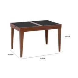 Mesa de Jantar Extensível 1.20 a 1.80 com Vidro Pés Madeira Gênova:imbuia/preto - 2