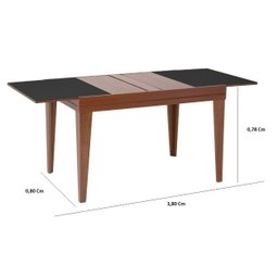 Mesa de Jantar Extensível 1.20 a 1.80 com Vidro Pés Madeira Gênova:imbuia/preto - 4
