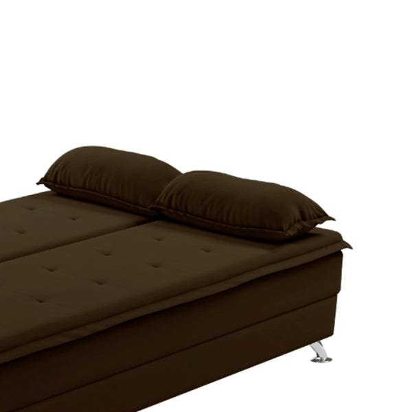 Sofá Cama Dom (L: 1,90M) Reclinável para Casal Suede Liso Marrom - 8