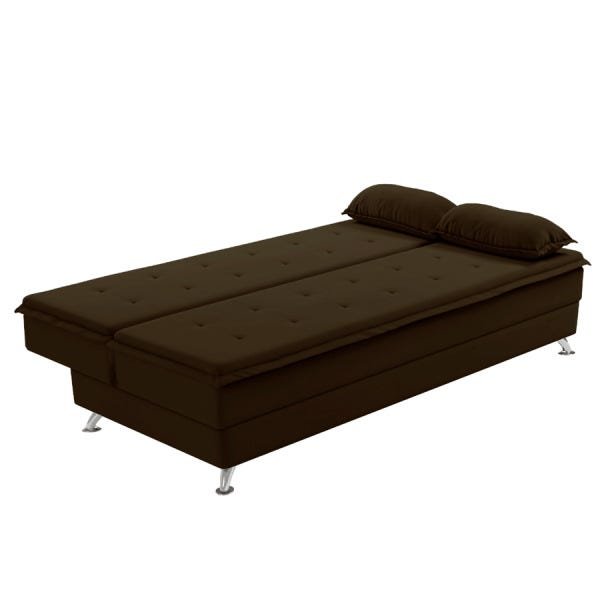 Sofá Cama Dom (L: 1,90M) Reclinável para Casal Suede Liso Marrom - 2